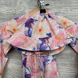 LS Swimsuit W/ Hat Flowers 3-6M