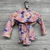 LS Swimsuit W/ Hat Flowers 3-6M