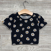 Ribbed Stretch Crop Shirt Flowers 6-7
