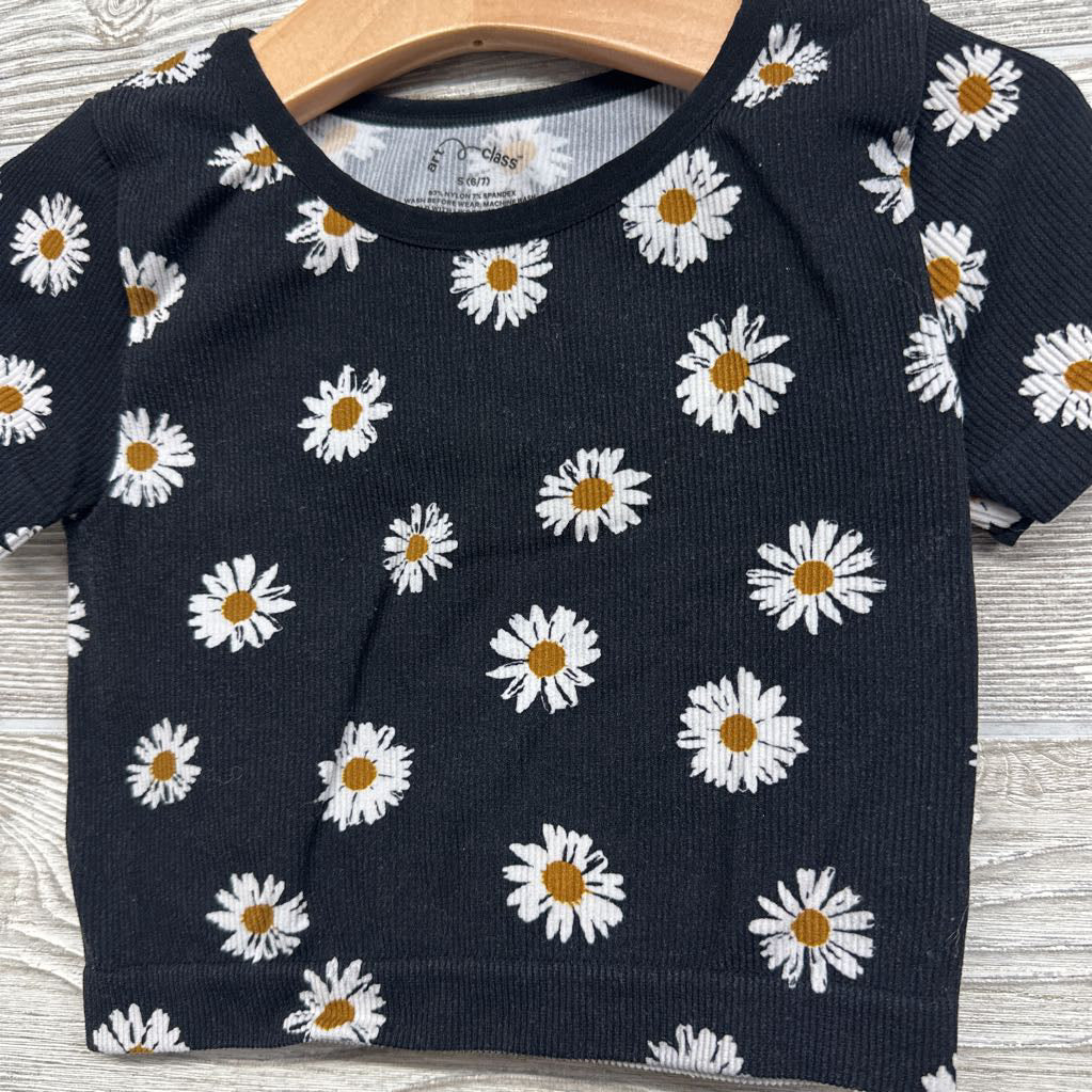 Ribbed Stretch Crop Shirt Flowers 6-7