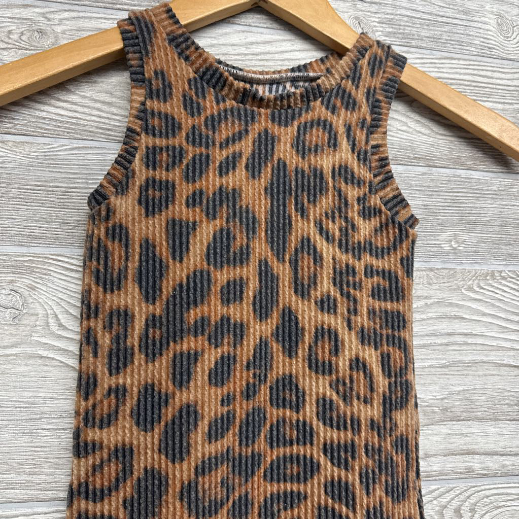 Handmade Ribbed Tank Romper Animal Print 4-5