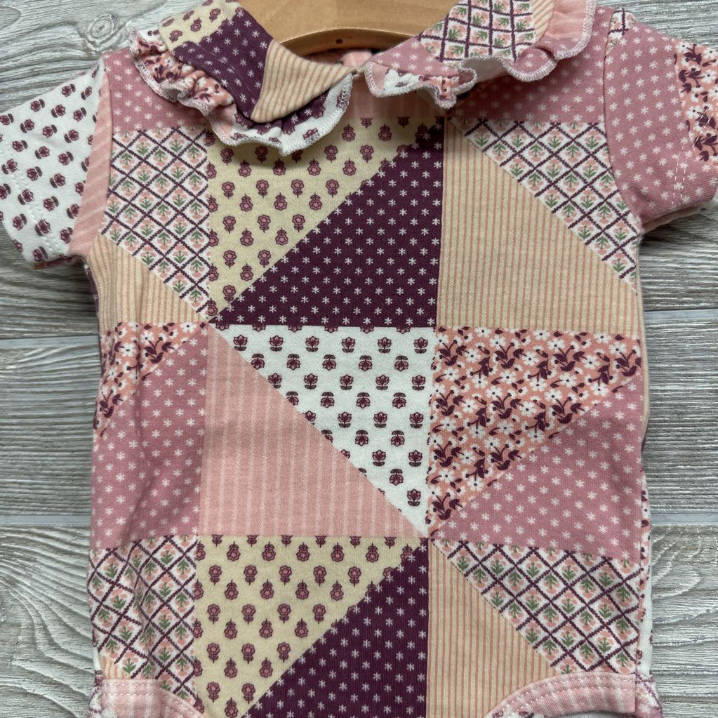 Collared Bodysuit Patchwork 3-6M