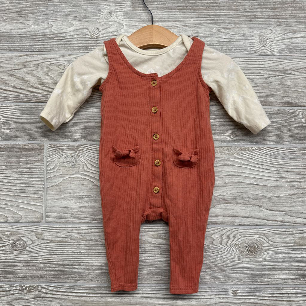 LS Bodysuit & Ribbed Tank Button Up Outfit 0-3M