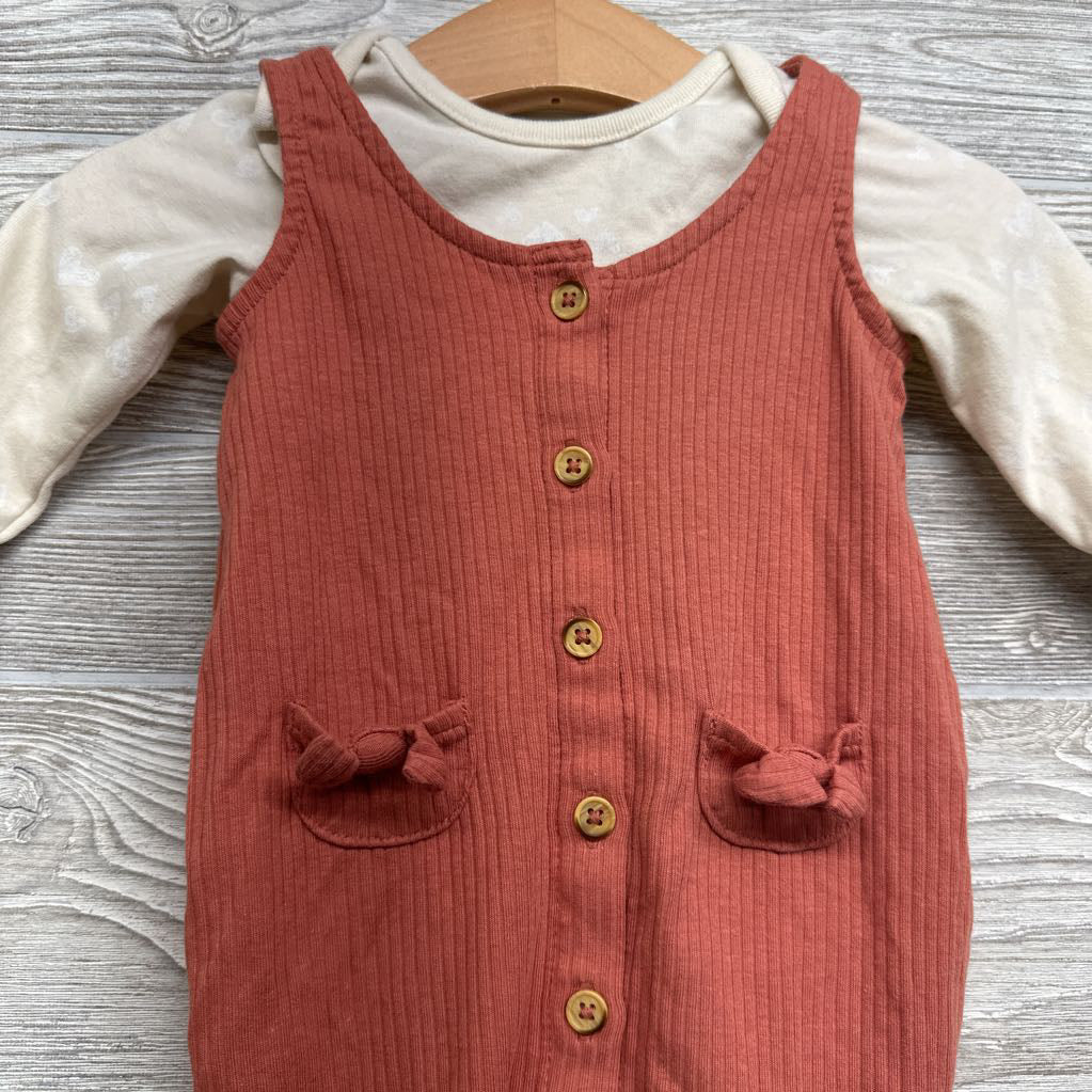 LS Bodysuit & Ribbed Tank Button Up Outfit 0-3M