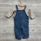 LS Shirt Stripes & Chambray Overalls 6M