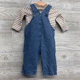 LS Shirt Stripes & Chambray Overalls 6M
