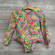 LS Zip Up Swimsuit Flowers 4T