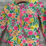 LS Zip Up Swimsuit Flowers 4T