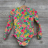 LS Zip Up Swimsuit Flowers 4T