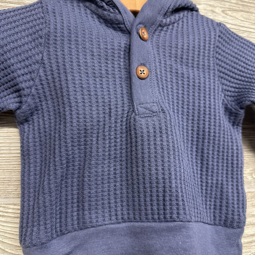 LS Waffle Knit Henley Shirt W/ Hood 3M