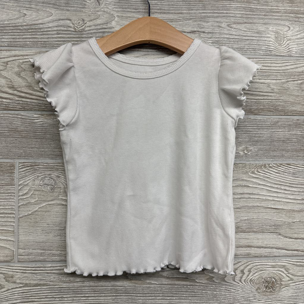 Ribbed Flutter Sleeve Shirt Lettuce Trim 5T