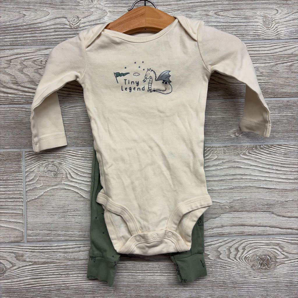 LS Bodysuit Tiny Legend & Pants Knights Shields 6M