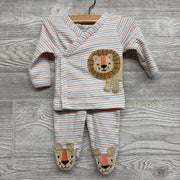 LS Side Snap Shirt & Pants W/ Hat Stripes Lion 0-3M