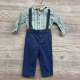 LS Button Up Bodysuit & Suspender Pants 9M