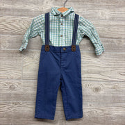 LS Button Up Bodysuit & Suspender Pants 9M