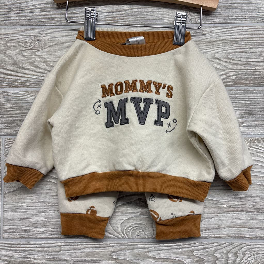 Crewneck Mommy's MVP & Jogger Sweatpants Footballs 0-3M