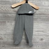 Waffle Knit Footed Pants & Hat Swoosh 3M