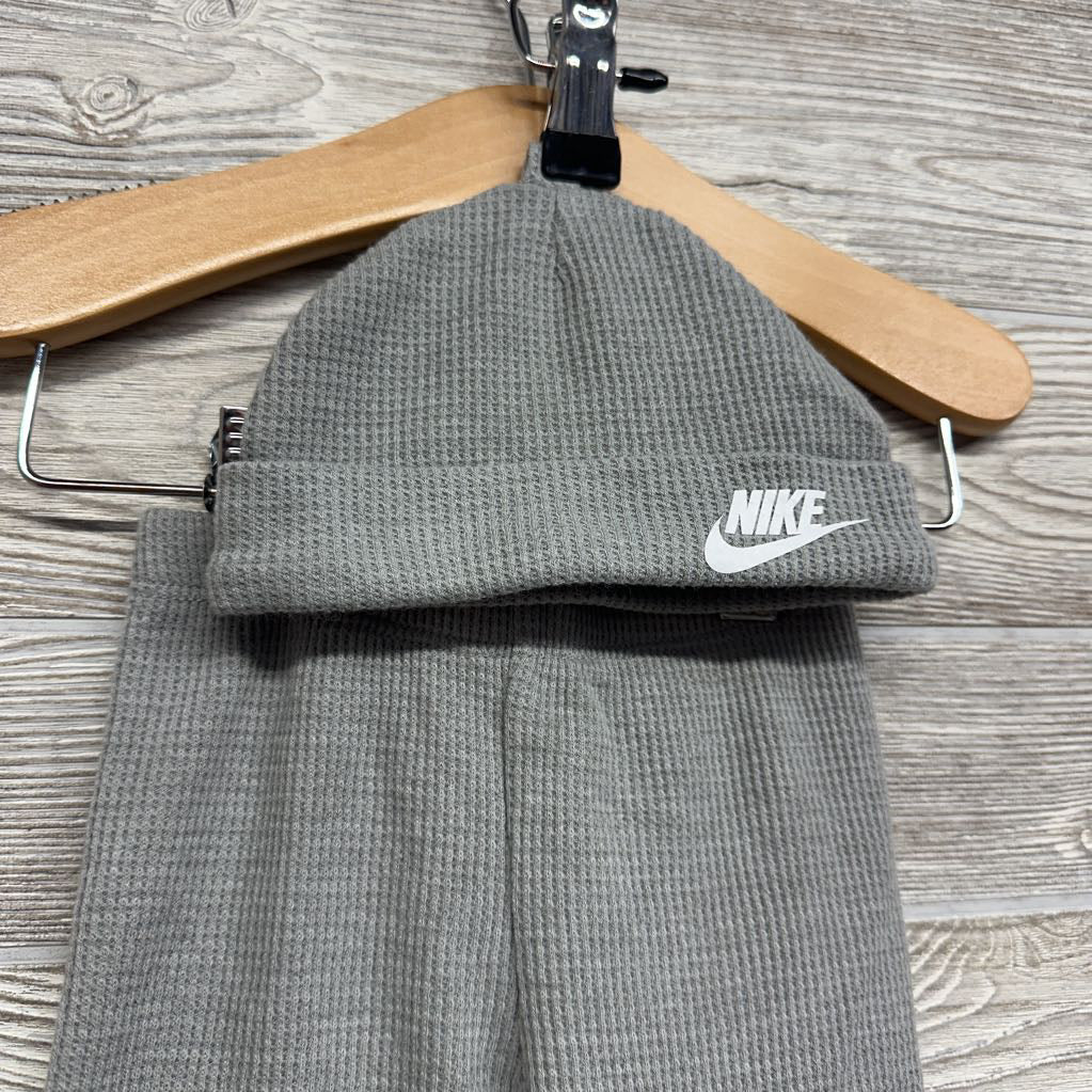 Waffle Knit Footed Pants & Hat Swoosh 3M