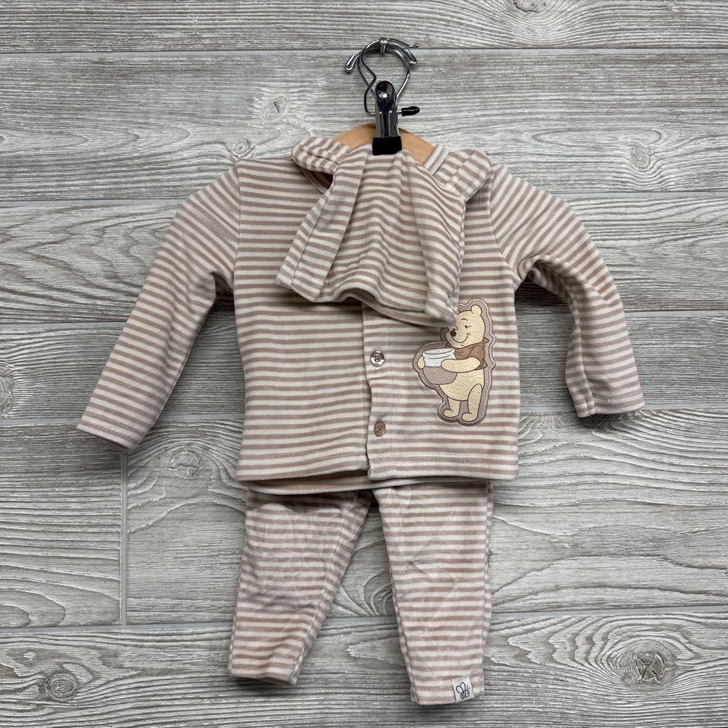 LS Plush Button Up Shirt & Pants W/ Hat Stripes 0-3M