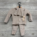 LS Plush Button Up Shirt & Pants W/ Hat Stripes 0-3M