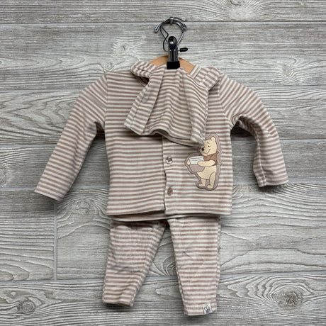 LS Plush Button Up Shirt & Pants W/ Hat Stripes 0-3M