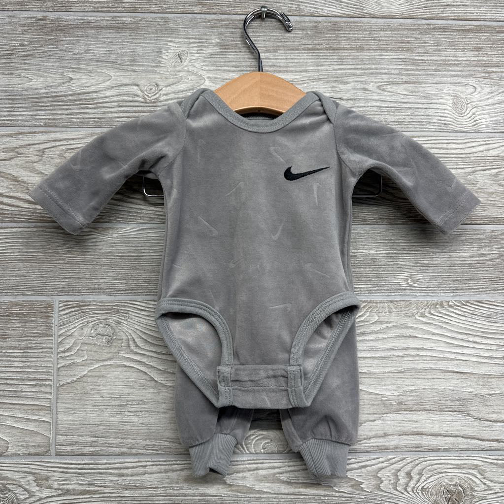 LS Velour Bodysuit & Joggers Swooshes NB