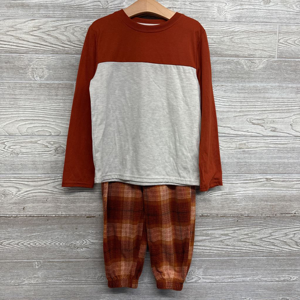 2 Pc LS PJs Colorblock Plaid 6-7