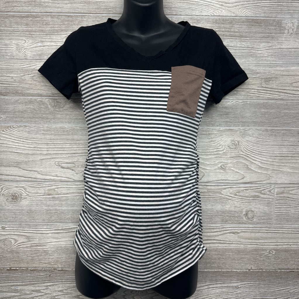 Ruched Pocket Shirt Stripes Medium