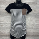 Ruched Pocket Shirt Stripes Medium