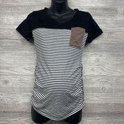 Ruched Pocket Shirt Stripes Medium