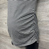 Ruched Pocket Shirt Stripes Medium