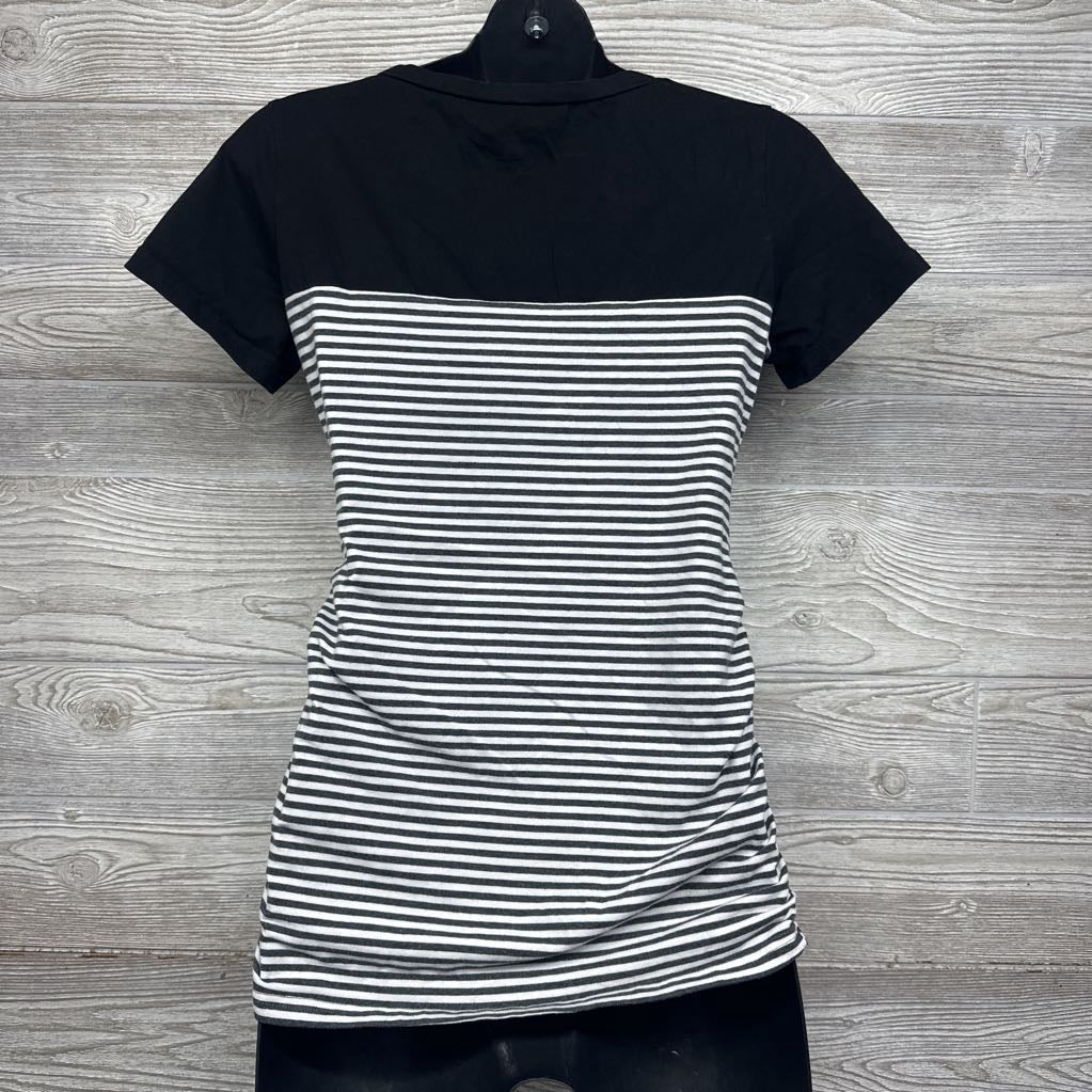 Ruched Pocket Shirt Stripes Medium