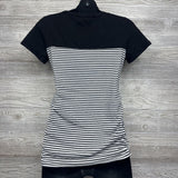 Ruched Pocket Shirt Stripes Medium