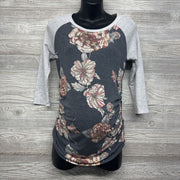 Ruched Raglan Shirt Flowers Medium