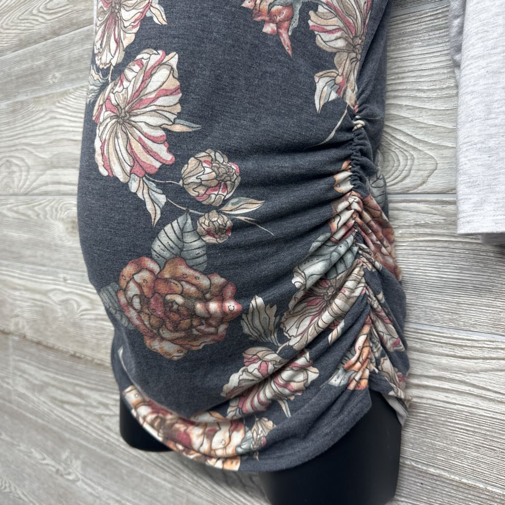 Ruched Raglan Shirt Flowers Medium