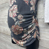 Ruched Raglan Shirt Flowers Medium