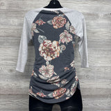 Ruched Raglan Shirt Flowers Medium