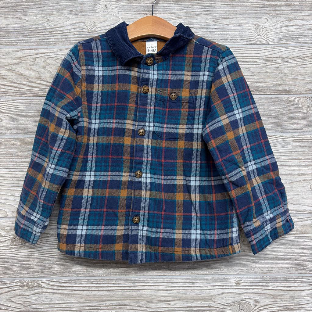 Plaid Fleece Lined Flannel Shacket 5T *