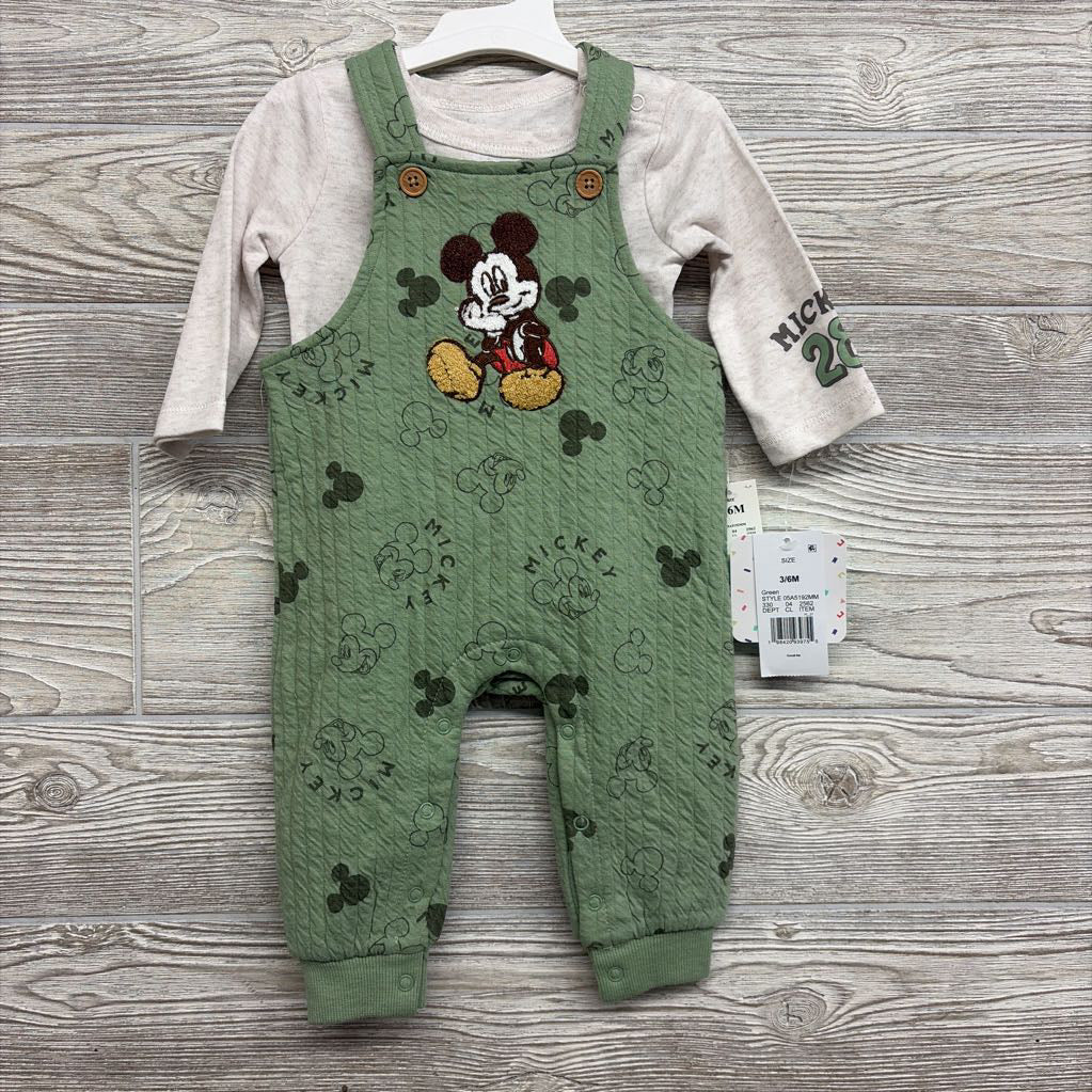 NEW LS Bodysuit & Quilted Overalls Mickey Mouse 3-6M