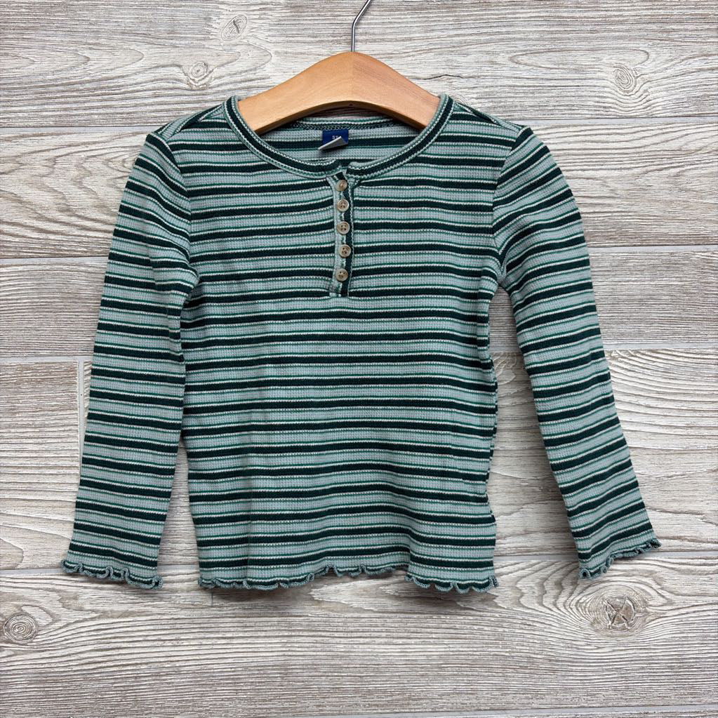 LS Waffle Knit Henley Shirt Stripes 5T