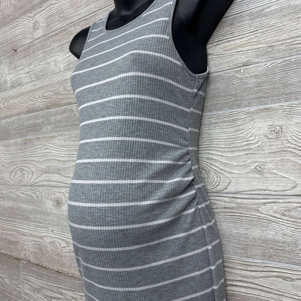 Striped Ruched Sleeveless Dress Small