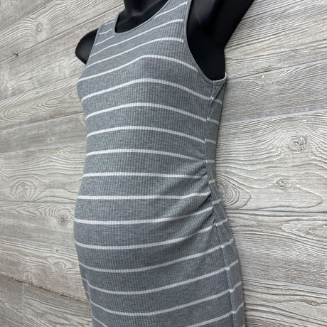 Striped Ruched Sleeveless Dress Small