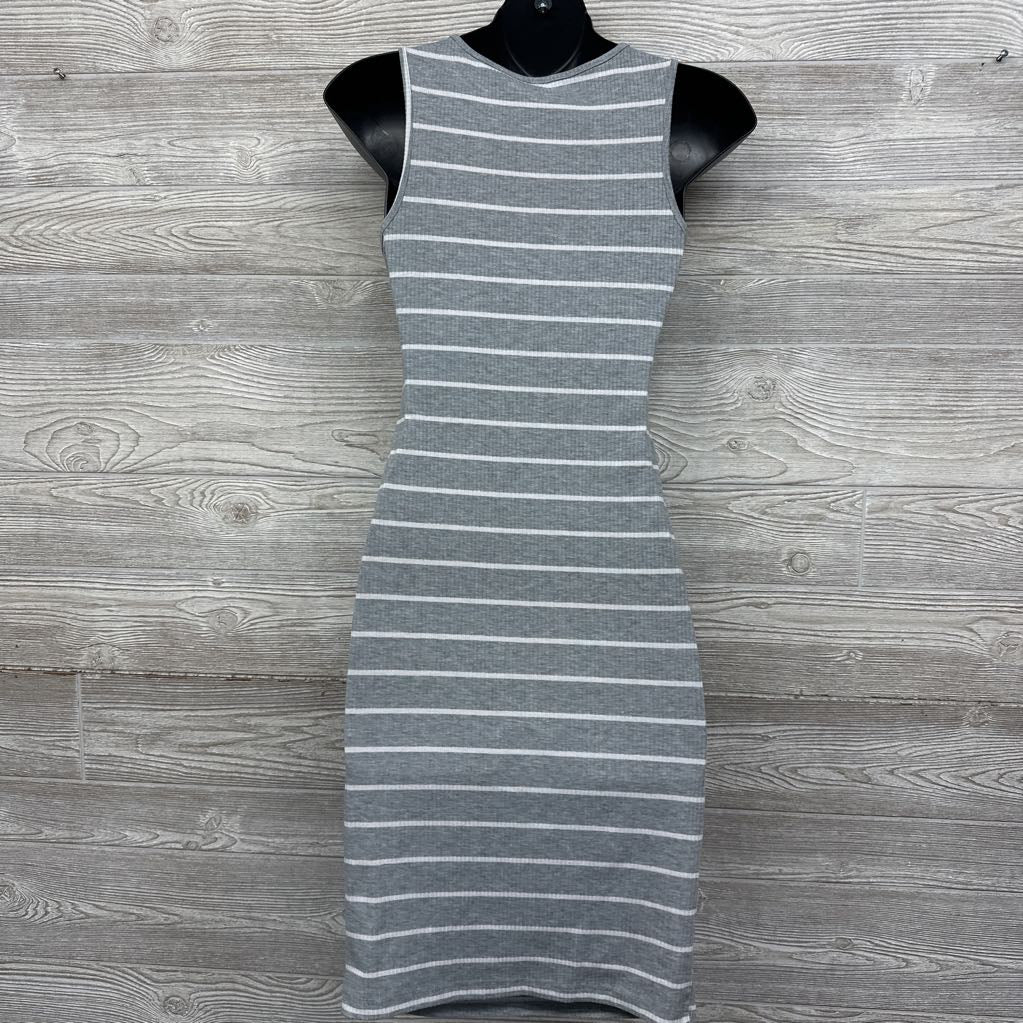 Striped Ruched Sleeveless Dress Small