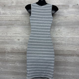 Striped Ruched Sleeveless Dress Small