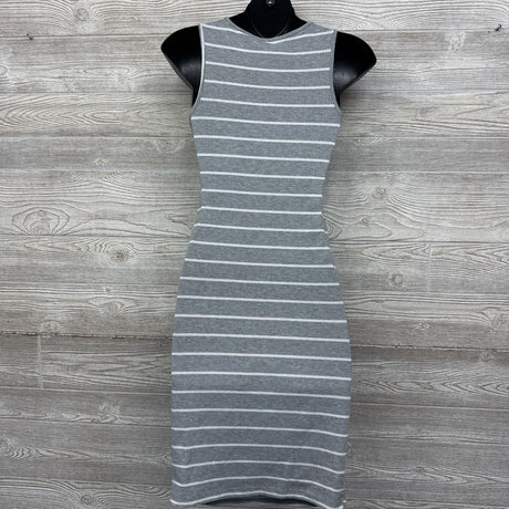 Striped Ruched Sleeveless Dress Small