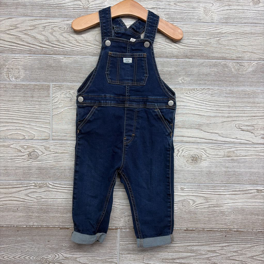 Knit Denim Overalls Cuffed 12-18M