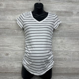 V Neck Ruched Shirt Stripes Small