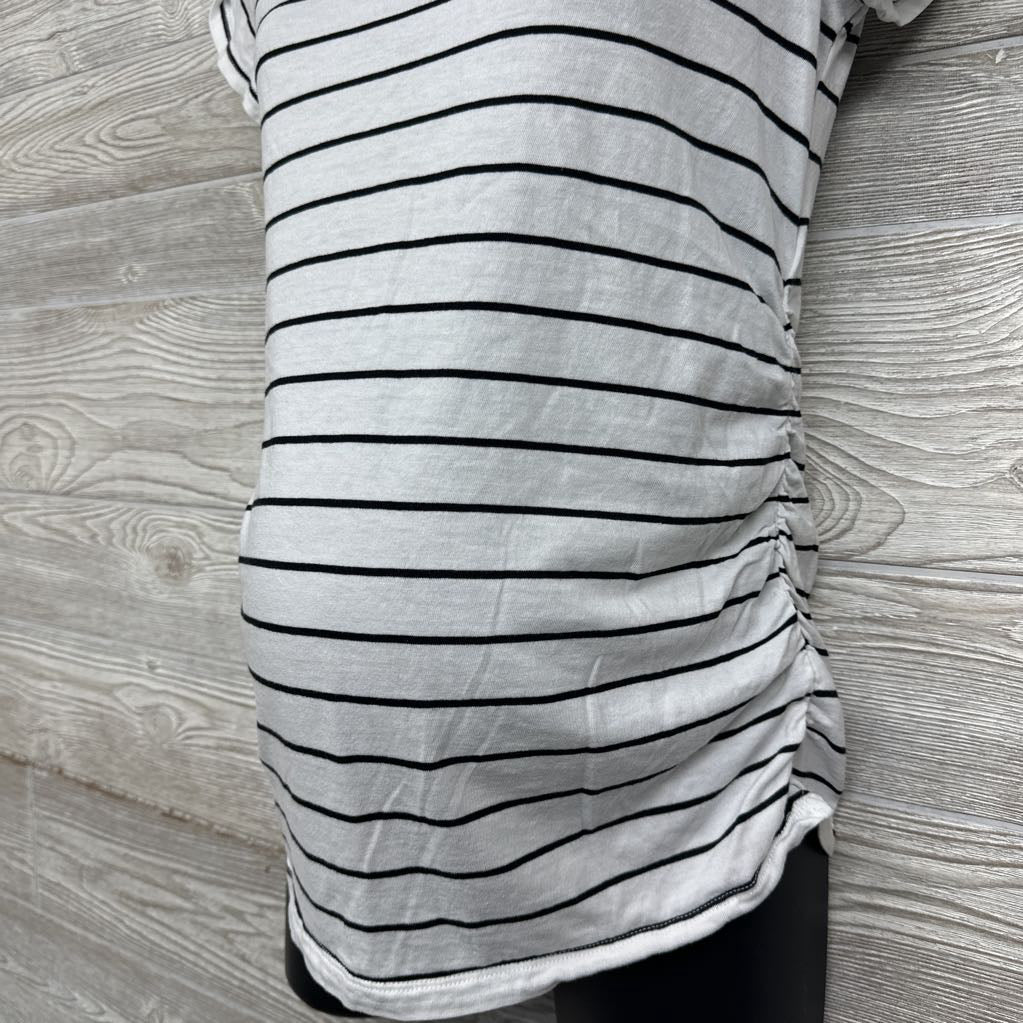 V Neck Ruched Shirt Stripes Small