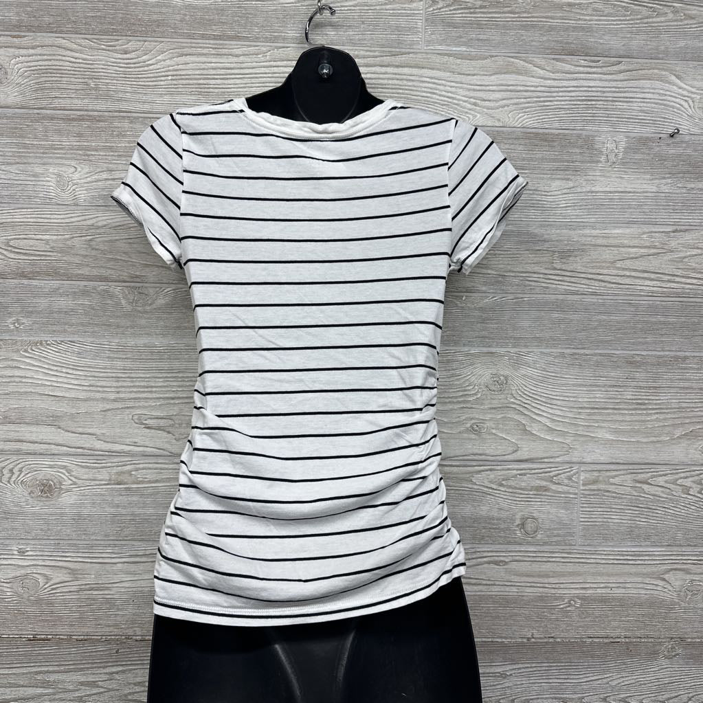 V Neck Ruched Shirt Stripes Small