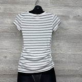 V Neck Ruched Shirt Stripes Small